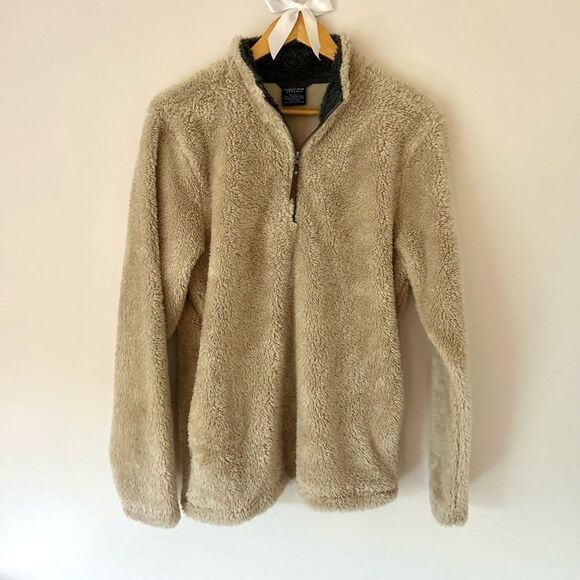 Charles River Sherpa Fleece Light Tan Quarter Zip Pullover Sweater - Picture 1 of 3